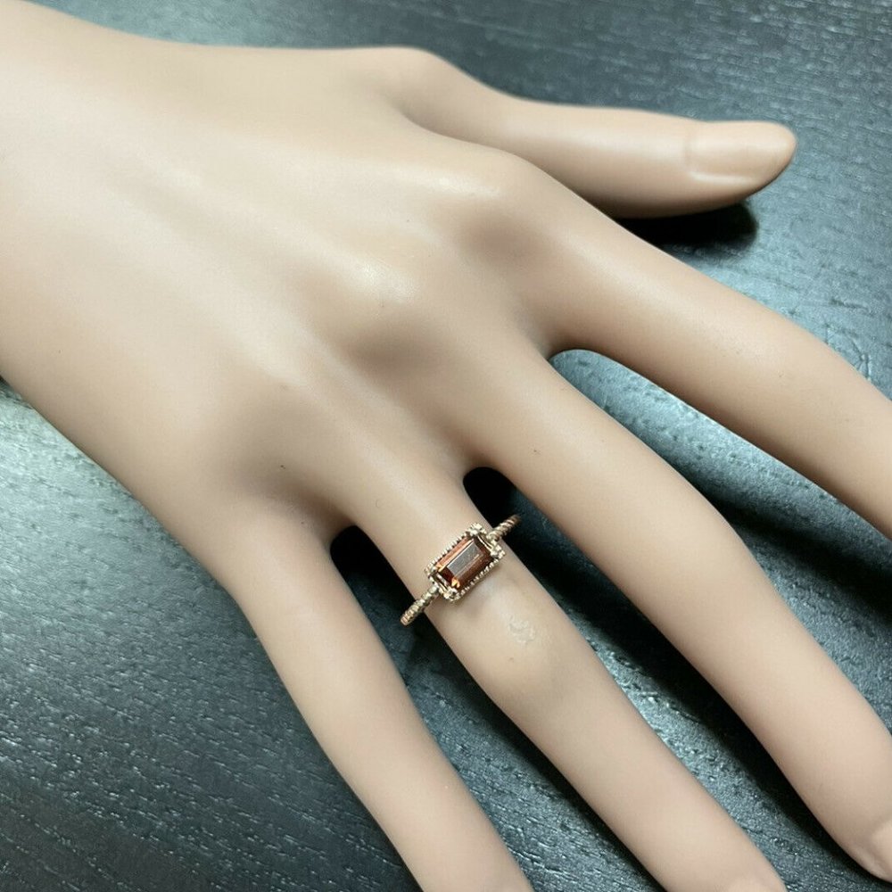 Exquisite Natural Garnet 14k Solid Rose Gold Ring - image 6